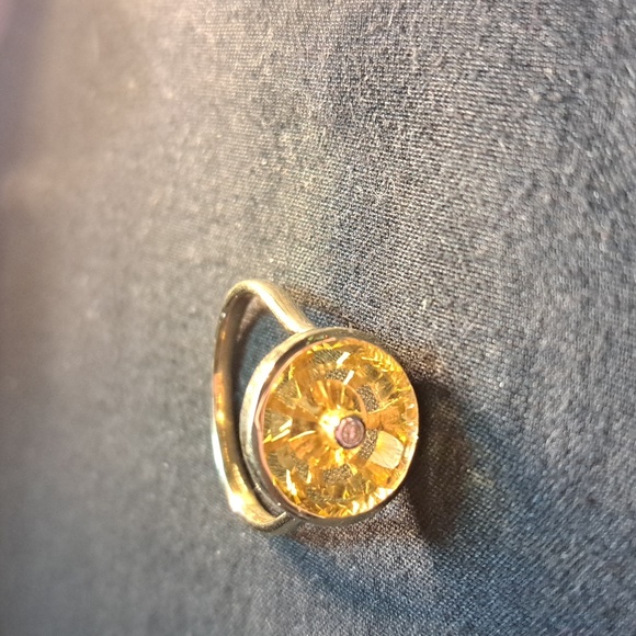 An Elegant LehrerTorusRing Citrine & Diamond 10k Gold - Picture 4 of 4
